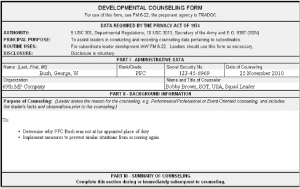 failure to report army counseling statement example