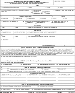 da form 31, da31, army leave form